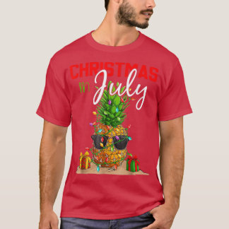 Christmas In July Pineapple Xmas Tree Summer Vaca T-Shirt