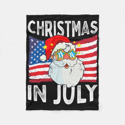 Christmas In July Retro Hipster Funny Santa Men Wo Fleecedecke (Vorderseite)