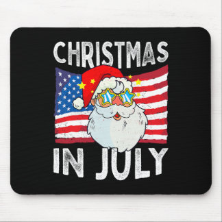 Christmas In July Retro Hipster Funny Santa Men Wo Mousepad