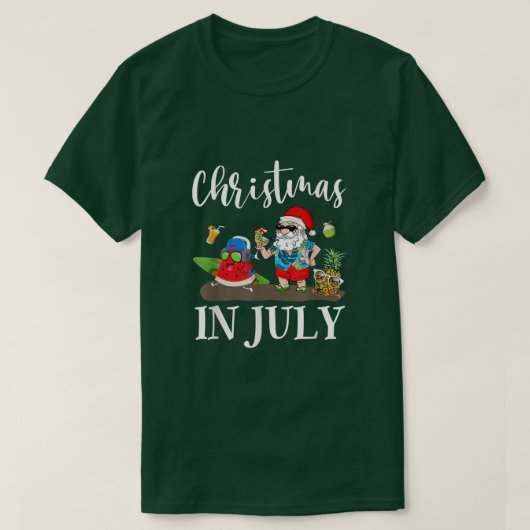 Christmas In July Santa Claus Beach Surfing Summer T-Shirt (Design vorne)