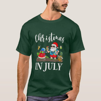 Christmas In July Santa Claus Beach Surfing Summer T-Shirt