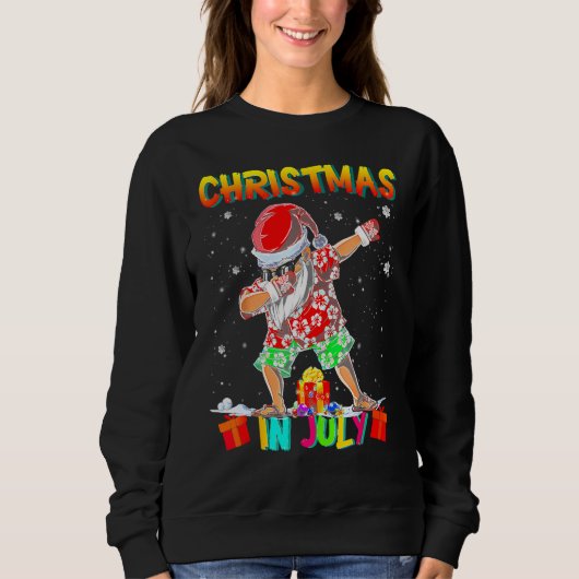 Christmas In July  Santa Dabbing Summer Santa Surf Sweatshirt (Vorderseite)