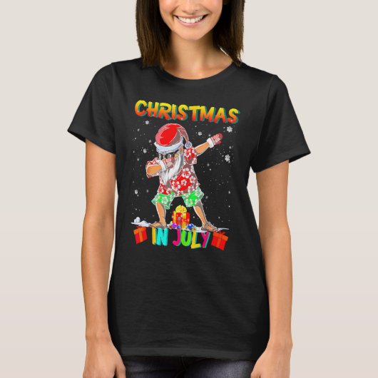 Christmas In July  Santa Dabbing Summer Santa Surf T-Shirt (Vorderseite)