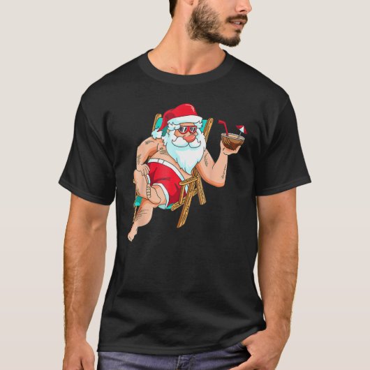 Christmas in July Santa on Beach Independence Day T-Shirt (Vorderseite)