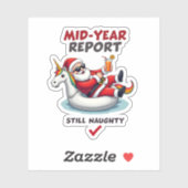 Christmas In July Santa on Unicorn Pool Float Stil Aufkleber (Blatt)