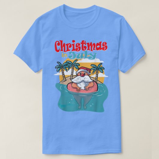Christmas In July Santa Palm Tree Sun Beach Summer T-Shirt (Design vorne)