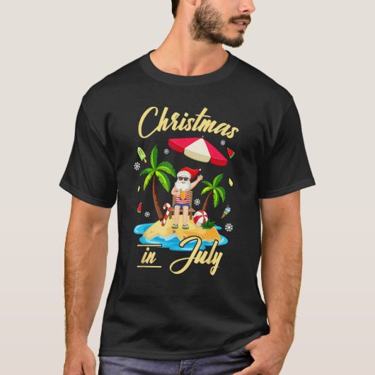 Christmas in July  Santa Summer Beach Vacation Haw T-Shirt (Vorderseite)