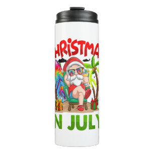 Christmas In July Santa Tie Dye Summer Surf Surfin Thermosbecher