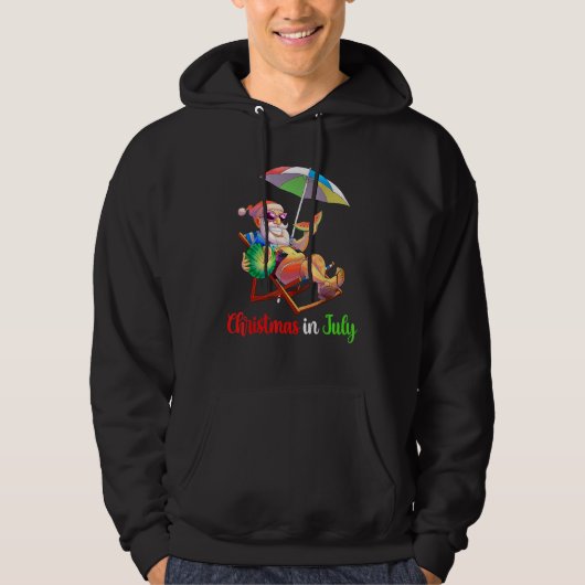 Christmas In July Santa Watermelon Tropical Hawaii Hoodie (Vorderseite)