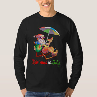 Christmas In July Santa Watermelon Tropical Hawaii T-Shirt