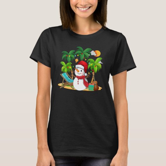 Christmas In July Snowman On Palm Tree Tropical Be T-Shirt (Vorderseite)