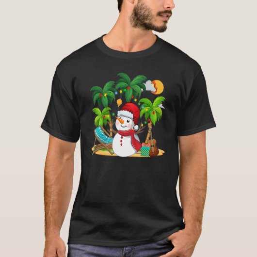 Christmas In July Snowman On Palm Tree Tropical Be T-Shirt (Vorderseite)