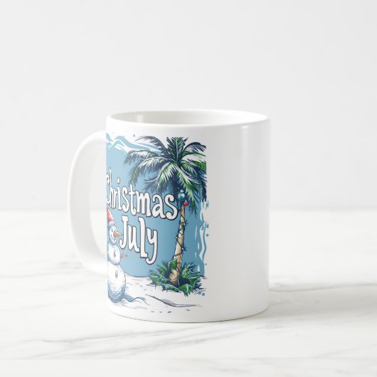 Christmas in July Snowman & Palm Tree Design Kaffeetasse (Vorderseite Links)