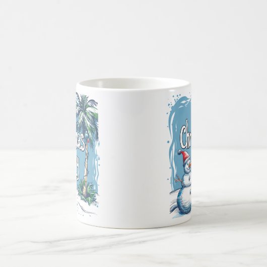 Christmas in July Snowman & Palm Tree Design Kaffeetasse (Mittel)