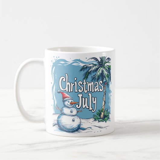Christmas in July Snowman & Palm Tree Design Kaffeetasse (Links)