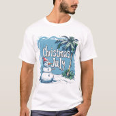 Christmas in July Snowman & Palm Tree Design T-Shirt (Vorderseite)
