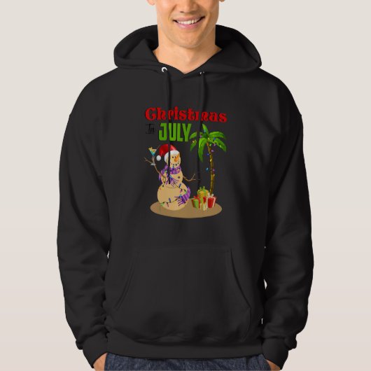 Christmas In July  Snowman Sand Palm Tree Summer_1 Hoodie (Vorderseite)