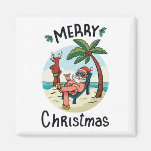 Christmas in July Square Sticker Postcard Magnet
