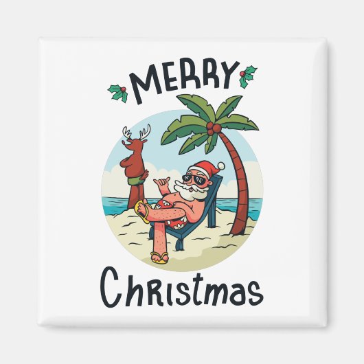 Christmas in July Square Sticker Postcard Magnet (Vorne)