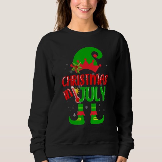 Christmas In July  Summer Elf Santa Xmas Sweatshirt (Vorderseite)