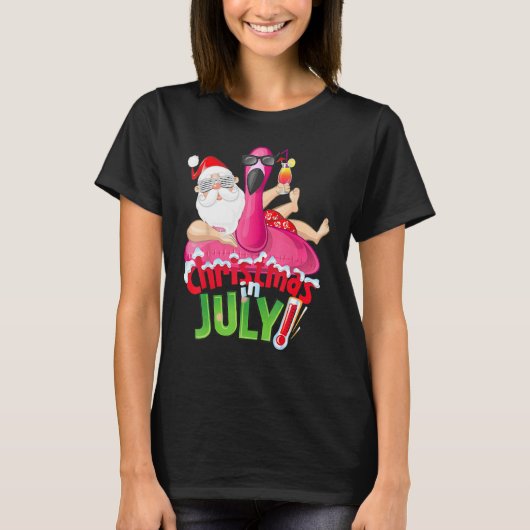Christmas in July Summer Flamingo Float Xmas 2 T-Shirt (Vorderseite)