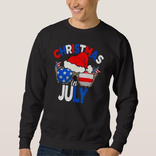 Christmas In July Summer Patriotic USA Santa Hat 4 Sweatshirt (Vorderseite)