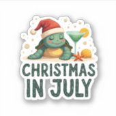 Christmas In July Turtle Summer Xmas Tortoise Wome Aufkleber (Vorderseite)
