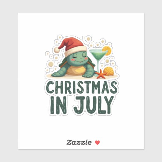 Christmas In July Turtle Summer Xmas Tortoise Wome Aufkleber (Blatt)
