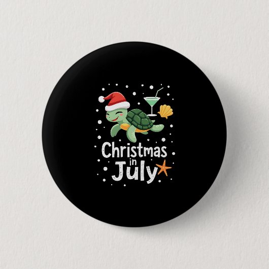 Christmas In July Turtle Summer Xmas Tortoise Wome Button (Vorderseite)