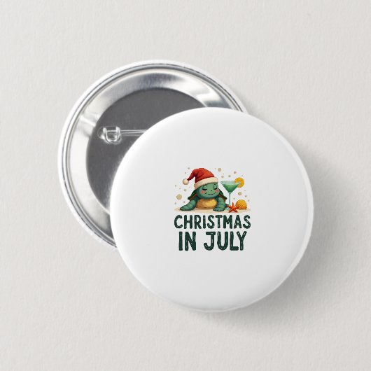 Christmas In July Turtle Summer Xmas Tortoise Wome Button (Vorne & Hinten)