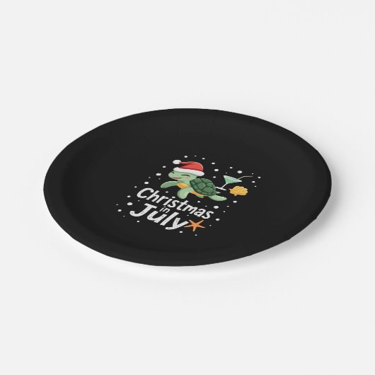 Christmas In July Turtle Summer Xmas Tortoise Wome Pappteller (Schrägansicht)