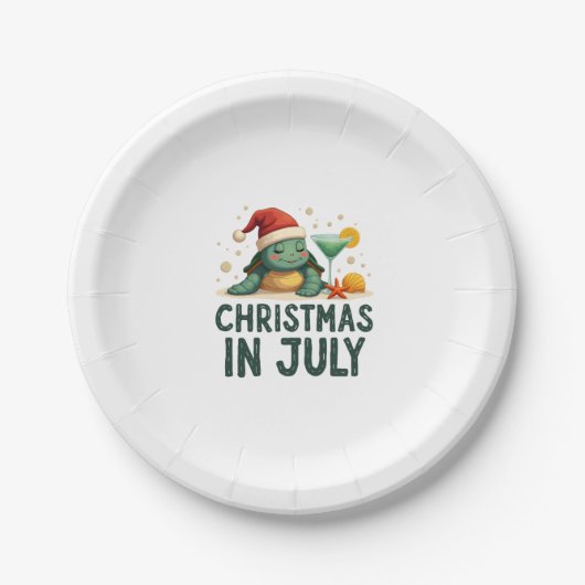 Christmas In July Turtle Summer Xmas Tortoise Wome Pappteller (Vorderseite)