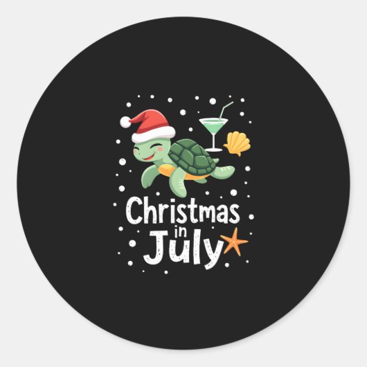 Christmas In July Turtle Summer Xmas Tortoise Wome Runder Aufkleber (Vorderseite)