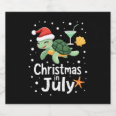 Christmas In July Turtle Summer Xmas Tortoise Wome Schaumweinetikett (Einzelnes Label)