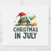 Christmas In July Turtle Summer Xmas Tortoise Wome Schaumweinetikett (Einzelnes Label)