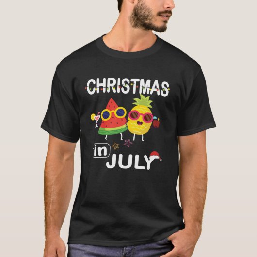 Christmas In July Watermelon Pineapple Xmas Summer T-Shirt (Vorderseite)