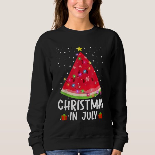 Christmas In July Watermelon Santa Summer Tree Sweatshirt (Vorderseite)