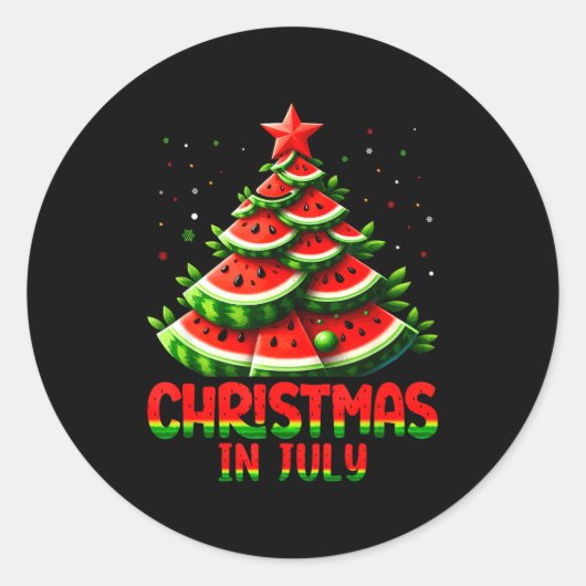 Christmas In July Watermelon Tree Summer Mens Wome Runder Aufkleber (Vorderseite)