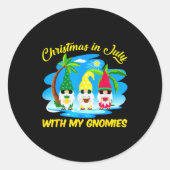 Christmas In July With My Gnomies Beach Summer Chr Runder Aufkleber (Vorderseite)