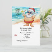 Christmas in July with SANTA CLAUS Save the date Einladung (Stehend Vorderseite)