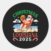 Christmas In Louisiana 2025 Santa Beach Lounge Hol Runder Aufkleber (Vorderseite)