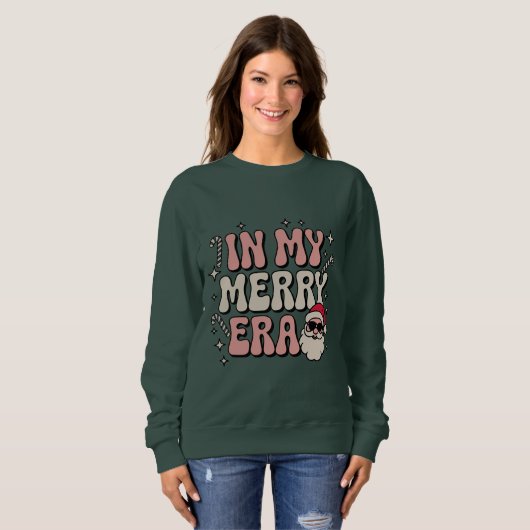 Christmas in My Merry Era Cute Groovy Xmas Sweatshirt (Vorne ganz)