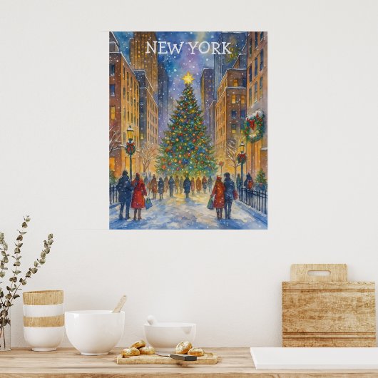 Christmas in New York Poster, Winter City Scene Poster (Küche)