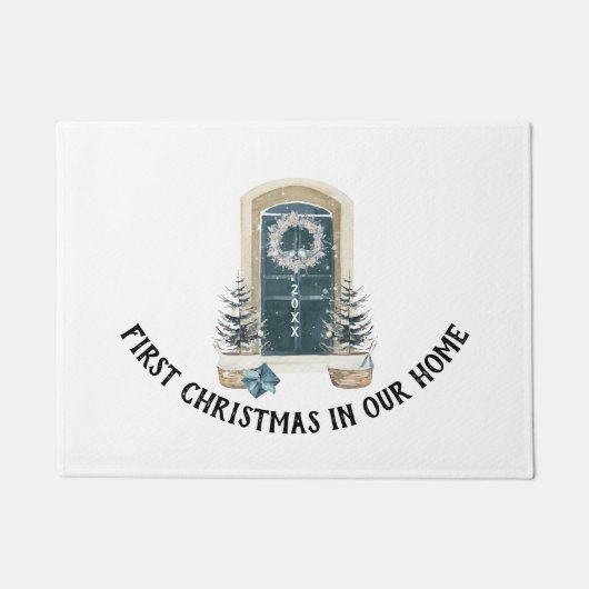 Christmas In Our New Home Watercolor Sage Green Fußmatte (Vorderseite)