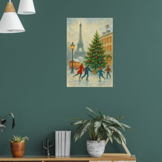 Christmas in Paris Art Print – Eiffel Tower Winter Poster (Wohnzimmer 1)