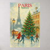 Christmas in Paris Art Print – Eiffel Tower Winter Poster (Vorne)