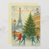 Christmas in Paris Thank You Card – Eiffel Tower Dankeskarte (Vorne/Hinten)
