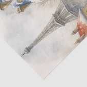 Christmas in Paris Watercolor Eiffel Tower Scene Seidenpapier (Ausschnitt)