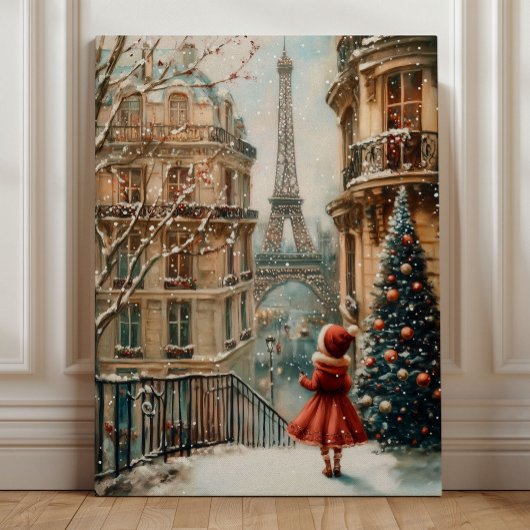Christmas in Paris – Whimsical Winter Eiffel Tower Leinwanddruck