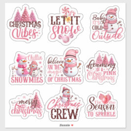Christmas in Pink Stickers Aufkleber